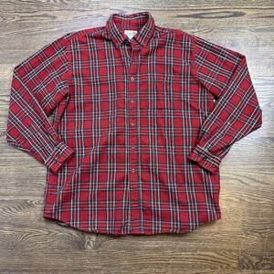 L.L. Bean Shirt Mens Large Red Plaid Flannel Long Sleeve Button Down Casual